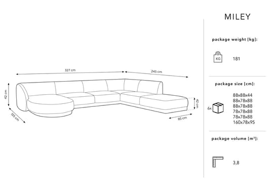 Miley panoramic sofa right 6 seats