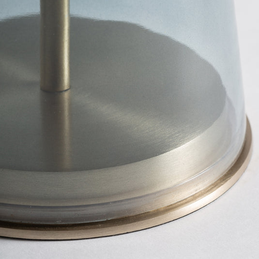 Vical Home luxury small accent table with a sleek glass top and brushed metal base
